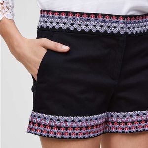NWT Black Border Embroidered Riviera Shorts